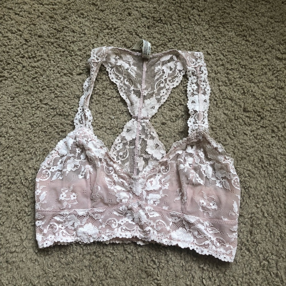 Free people pink lace bralette